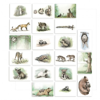 20 eesti loomade laste illustratsioonidega postkaarti